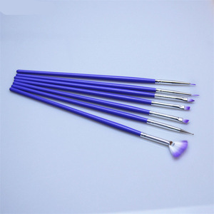 Lot de 7 pinceaux en nylon pour nail art, avec virole sertie, pour éventail, liner plat et sculpture, pour la décoration des ongles en gel - Product Image 6