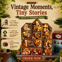 Hamaileon Kit de maison de poupée miniature en bois vintage DIY, ensemble de maisons modulaires amusantes pour ville miniature, cadeau de collection pour adultes