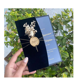 Carte d'invitation de <span class=keywords><strong>mariage</strong></span> acrylique de douche nuptiale de quinceanera <span class=keywords><strong>A5</strong></span> en plexi transparent de luxe personnalisé avec <span class=keywords><strong>enveloppe</strong></span> de velours et sceau de cire - Product Image 1