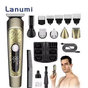 Tondeuse à cheveux professionnelle Lanumi 9006 Vintage <span class=keywords><strong>6</strong></span> en 1 en acier inoxydable avec écran LCD, étanche IPX6, version anglaise - Product Image 1