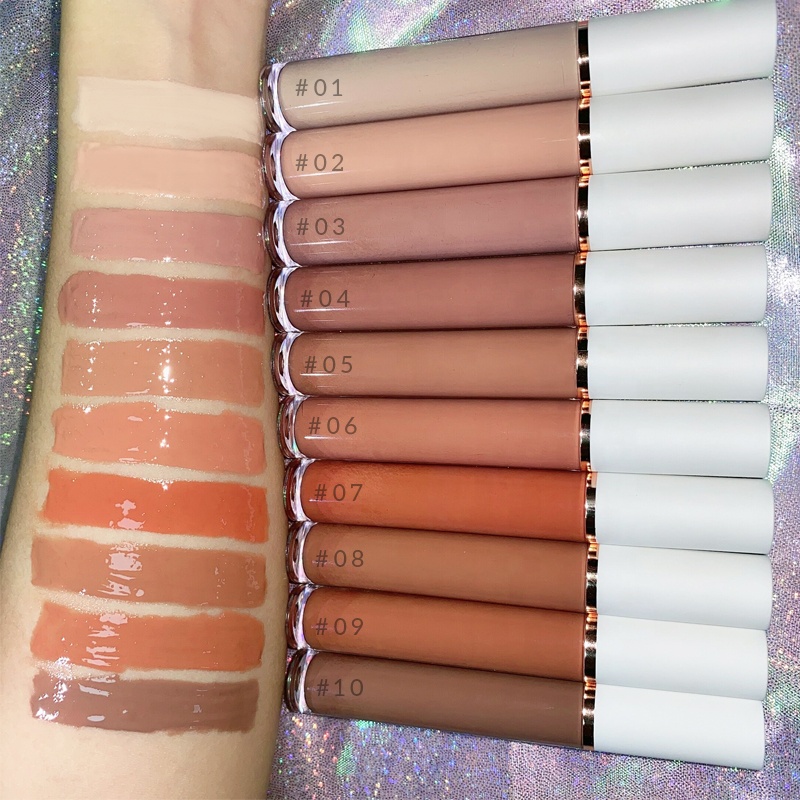 Haute Pigment Brillant Brillant Végétalien Hydratant Nude Repulpant Lipgloss Marque Privée Liquide Lipgloss Conteneur Crème À Lèvres