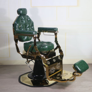 เก้าอี้ตัดผมคุณภาพสูงสีดำทองสไตล์โบราณ ปรับเอนได้ สำหรับร้านตัดผม - Product Image 3