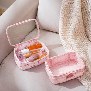 Borsa per il Trucco Trasparente con Motivo Personalizzato per Donne e Ragazze, Piccola Borsa da <span class=keywords><strong>Viaggio</strong></span> Rosa con Fiocco, Graziosa Pochette per Cosmetici da Inserire nella Borsa, Regalo di Compleanno - Product Image 4