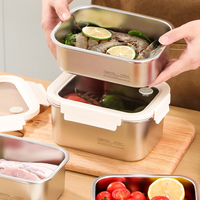 Boîte de rangement pour réfrigérateur en acier inoxydable 304 TIANXING, boîte de conservation pour légumes, fruits et aliments frais, couvercle en plastique, utilisation en cuisine