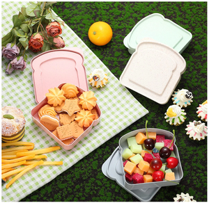 Wholesale Eco-Friendly Microwave Wheat Straw Plastic Sandwich Box Food Containers Bento Lunch Box For Kids