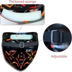 Maschera <span class=keywords><strong>di</strong></span> <span class=keywords><strong>Halloween</strong></span> Spaventosa Vendetta, Maschera Luminosa Anonima da Hacker, Tema Cinematografico, Cosplay <span class=keywords><strong>Horror</strong></span>, Accessorio Multicolore Killer Purge, Maschera LED Neon - Product Image 3