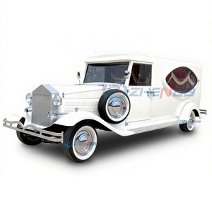 High-end Quality White and Golden Funeral Vintage Car Supplier Electric High Quality Funeral Classic Car Special Transportation - Product Image 3