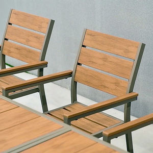 Mobilier de jardin de luxe 1 ensemble patio salle à manger 8 10 places extensible en plastique bois tables et chaises ensembles salon jardin ensemble - Product Image 6