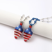 Collier en forme de goutte d'eau, mignon, en plastique électroplaqué, avec drapeau américain, vente en gros d'usine, personnalisable, pour la fête de l'Indépendance et les fêtes de carnaval