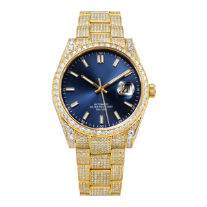 Montre de luxe pour homme en or style hip-hop avec diamants Moissanite, montre-bracelet en acier inoxydable de qualité supérieure - Product Image 3