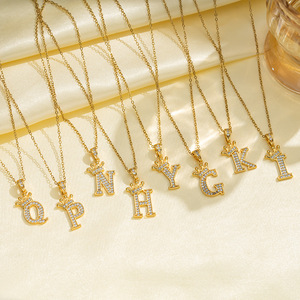Collares con Colgante de Letras del Alfabeto de Circonio, Estilo Hip Hop para Hombres y Mujeres, Collar con Cadena Dorada y Letra Inicial - Product Image 1