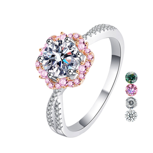 แหวนหมั้นเพชรโมอิสซาไนต์ 1 กะรัต ยี่ห้อ Kacy รุ่น Eternity Band เงินแท้ 925 ชุบแพลตตินั่ม แบบหนามเตย ปรับขนาดได้ ผลิตโดยผู้ผลิตอิสระ - Product Image 1
