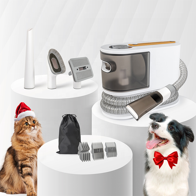 Latest Popular Professional Pet Grooming Vacuum Kit Includes Silicone Brushes and Cleaning Trimmers Dog Cat Hair Removal Tools