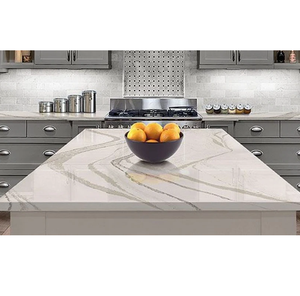 Dalles de pierre artificielle blanche, plan de travail en quartz pour îlot de cuisine moderne et meuble-lavabo de salle de bain - Product Image 4