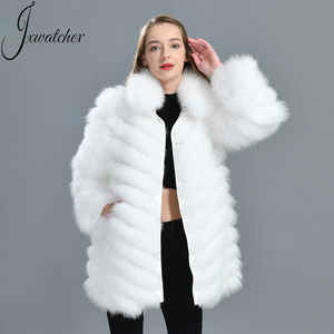 Commercio all'ingrosso Double-face Wear Anti-restringimento colletto rimovibile donna tessuto di seta giacche reversibili inverno vera <span class=keywords><strong>pelliccia</strong></span> di volpe cappotto corto - Product Image 2