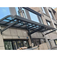 Auvent d'entrée en polycarbonate et aluminium de qualité supérieure avec réduction du bruit pour jardin et patio