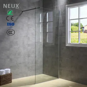 Pannello singolo in vetro per doccia temperato senza cornice fisso da 6mm/8mm/10mm per bagno Walk-in aperto