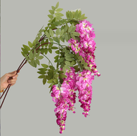 Fleurs artificielles suspendues de haute qualité 3 branches glycine artificielle pour plafond de mariage