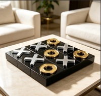 Jeu de Tic Tac Toe en acrylique personnalisé en usine, ensemble de jeu de table XO de luxe en or et argent