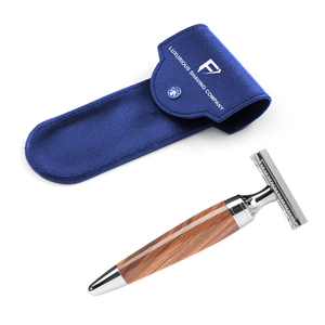 Maquinilla de afeitar de seguridad clásica de doble filo con mango de madera Hoja de acero inoxidable Reutilizable Metal Based Classic - Product Image 6