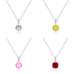 Collar de Clavícula Minimalista con Colgante de Diamante Amarillo Asche Cuadrado de Circonio Cultivado en Laboratorio Certificado para Mujer - Product Image 1