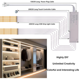 Kit de Iluminación <span class=keywords><strong>LED</strong></span> COB de Alta Densidad de 12V para Debajo del Gabinete, Tiras de Luces <span class=keywords><strong>LED</strong></span> Cortables, 320 <span class=keywords><strong>LED</strong></span>/M, Atenuador Táctil <span class=keywords><strong>con</strong></span> Sensor de Movimiento, para <span class=keywords><strong>Cocina</strong></span> y PC - Product Image 1
