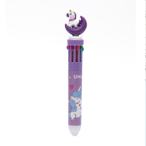 Promotional <b>Multicolor</b> Ball Point <b>Pen</b> 10 Colors in 1 with Animal Cartoon Figure Top 0.7 Mm Plastic <b>Pen</b> Blue & Black Ink - Product Image 3
