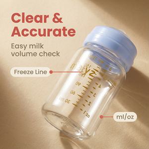 Congelación de 6 oz Botellas de almacenamiento de leche materna de vidrio resistente 180ml Extractores de leche estampados de dibujos animados Biberón - Product Image 4