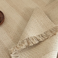 Handgewebter Leinen-Quastenteppich Sofa Schlafzimmer Wohnzimmer Wabi-Sabi-Stil Gittermuster Bodenmatte Staubsaugergeeignet Luxemburg-Modell