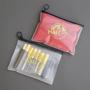 Bolsa de plástico de vinilo transparente personalizada, bolsa de cosméticos de Pvc con cremallera, bolsa de aseo de viaje, venta al por mayor de fábrica