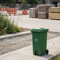 Poubelle à roulettes de 240 L, bac à déchets en plastique avec couvercle pour chantier extérieur