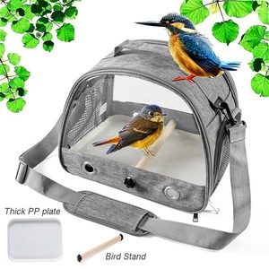 Cage à oiseaux portable tendance avec plateau en plastique, petit sac de transport en tissu Oxford et PVC pour oiseaux, perroquets, pigeons et petits animaux de compagnie - Product Image 3