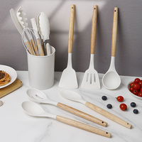 Ensemble de 12 ustensiles de cuisine en silicone écologiques antiadhésifs avec spatule de cuisine, pinces alimentaires, fouet à œufs pour ustensiles de cuisine