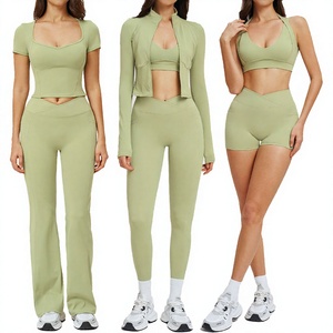 Conjunto Deportivo de 6 Piezas para Mujer: Leggings, Pantalones Acampanados de Nailon, Shorts de Verano, Sujetador Deportivo, Camisetas Personalizadas y Chaqueta de Running de Secado Rápido - Product Image 2