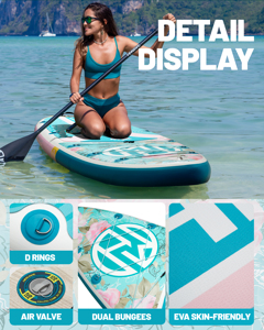 OEM ออกแบบฟรี 11'*34''*6'' บอร์ดพายน้ำแบบเป่าลมพร้อมที่จับแบบ Drop Stitch สำหรับเล่นกลางแจ้ง รุ่น HW08 ชุดอุปกรณ์ครบชุด ปรับแต่งได้ - Product Image 3