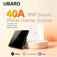 Interrupteurs intelligents UBARO Smart Life Tuya pour chaudière et chauffe-eau 86*86mm 40A 8000W, produits de maison intelligente sans fil, alimentation haute puissance