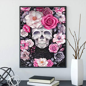 Peinture Diamant 5D Complète avec Crâne et Rose, Art Gothique, Kit DIY pour la Décoration <span class=keywords><strong>de</strong></span> la Maison à Thème Sombre avec Strass - Product Image 2