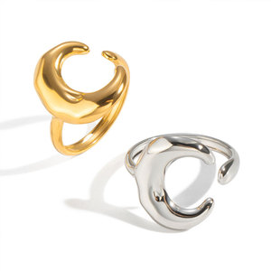 Anillo Personalizado al por Mayor, de Acero Inoxidable 316L, Chapado en Oro de 14k y 18k, Anillo Fino con Diseño de Luna para Mujer - Product Image 5