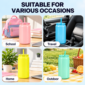 16oz 304 Stainless Steel <b>Can</b> <b>Cooler</b> Tumbler Double Wall Vacuum Insulated Mug with Lid and Straw Sublimation Blank - Product Image 5