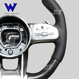 เหมาะสำหรับ W166 <span class=keywords><strong>Mercedes</strong></span>-Benz <span class=keywords><strong>AMG</strong></span> A B C E-Class W177 W205 W213 W212 W218 W222 C63 E63 G63พวงมาลัยคาร์บอนไฟเบอร์ - Product Image 4