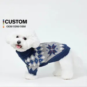 Baju Natal kepingan salju Sweater kucing baju natal baju anjing anti-rambut musim gugur dan musim dingin