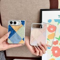 Étui de téléphone en cuir PU texturé matelassé électroplaqué vintage pour iPhone Duo Apple 18 Fold