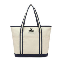 Tas Tote Kanvas Custom Logo Desain Bahu Besar untuk Wanita dengan Banyak Kantong Luar, Ritsleting, dan Gesper Magnetik