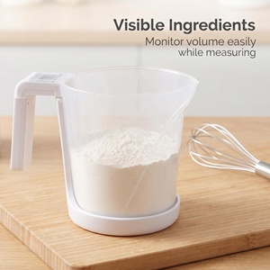 Tasse à mesurer <span class=keywords><strong>translucide</strong></span> tout-en-un avec écran LCD numérique, interrupteur à une touche, pour liquides et poudres, idéale pour la pâtisserie, la cuisine et la balance alimentaire domestique - Product Image 1
