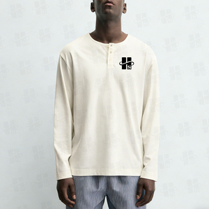 Camisas de Manga Larga para Hombre, Nueva Llegada, 100% Algodón, Corte Holgado, Tres Botones, Estampado Personalizado, Color Sólido - Product Image 2