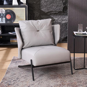 Modern Single <b>Sofa</b> Chair Orange Leather Comfortable Living Room Office Lounge Chair <b>Support</b> Structure Design - Product Image 3