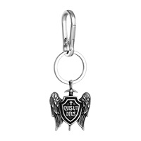 Porte-clés yunnique Winged Shield en alliage de zinc 70 mm, breloque Quis Ut Deus, cadeau unisexe