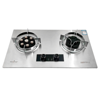 Table de cuisson à gaz commerciale à 2 brûleurs avec allumage électronique et surface en acier inoxydable, haute puissance, pour usage hôtelier