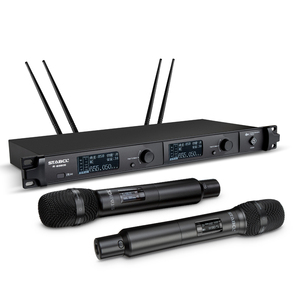 Micrófono Inalámbrico Profesional de Mano STABCL ST-9380S, Cardioide, XLR, con Cancelación de Ruido Dual, Diversidad Real, Metálico, para Iglesia y <span class=keywords><strong>Karaoke</strong></span> - Product Image 1