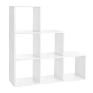VASAGLE Cube Organizador De Armazenamento Prateleira De Escada Prateleira Branca Estante De Madeira Mdf
